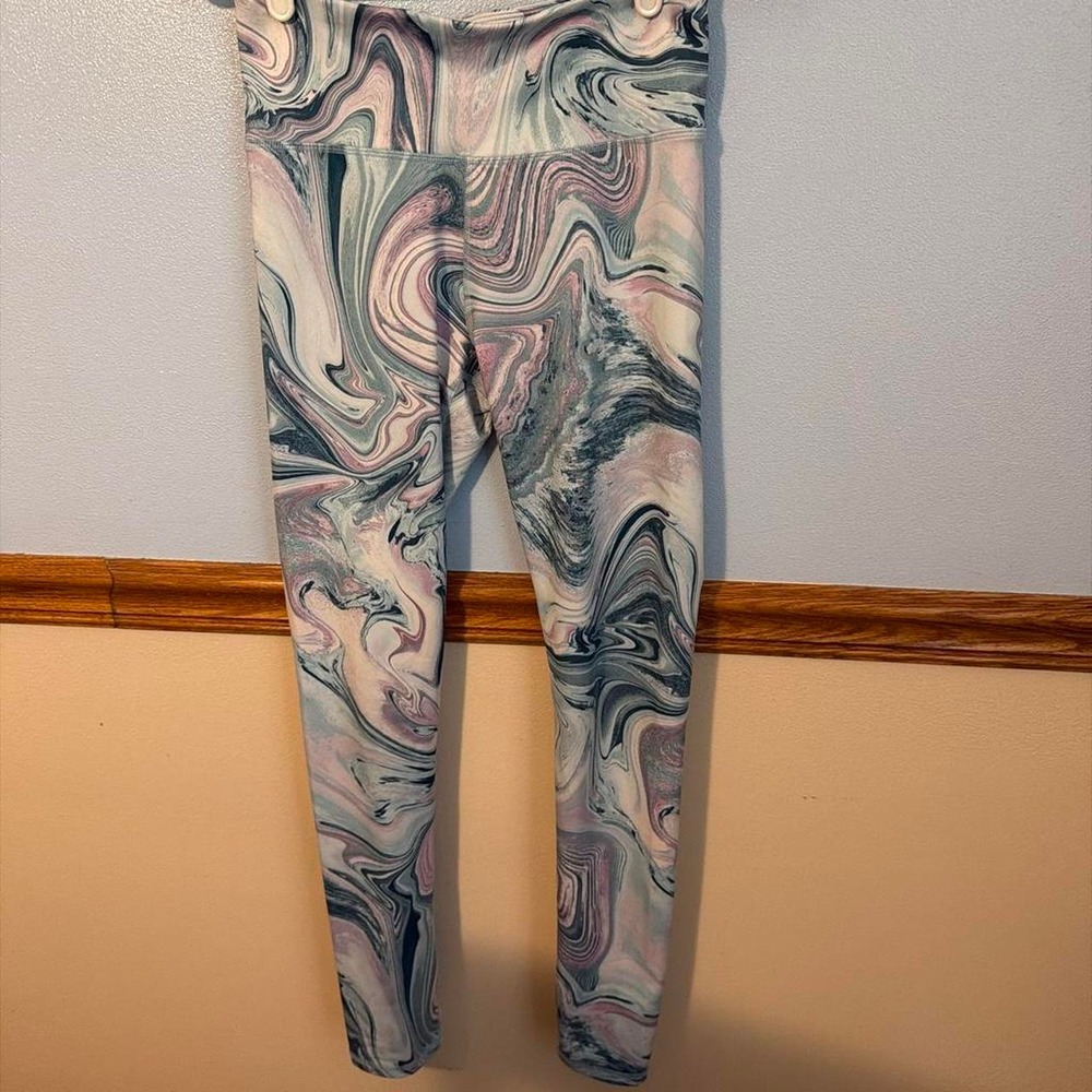 Old Navy Active PowerPress "Go-Dry" Marble Swirl Leggings Girls XL (14-16)